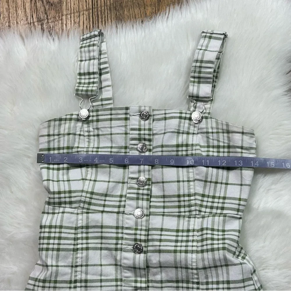 Forever 21 Green Plaid One Shoulder Dress